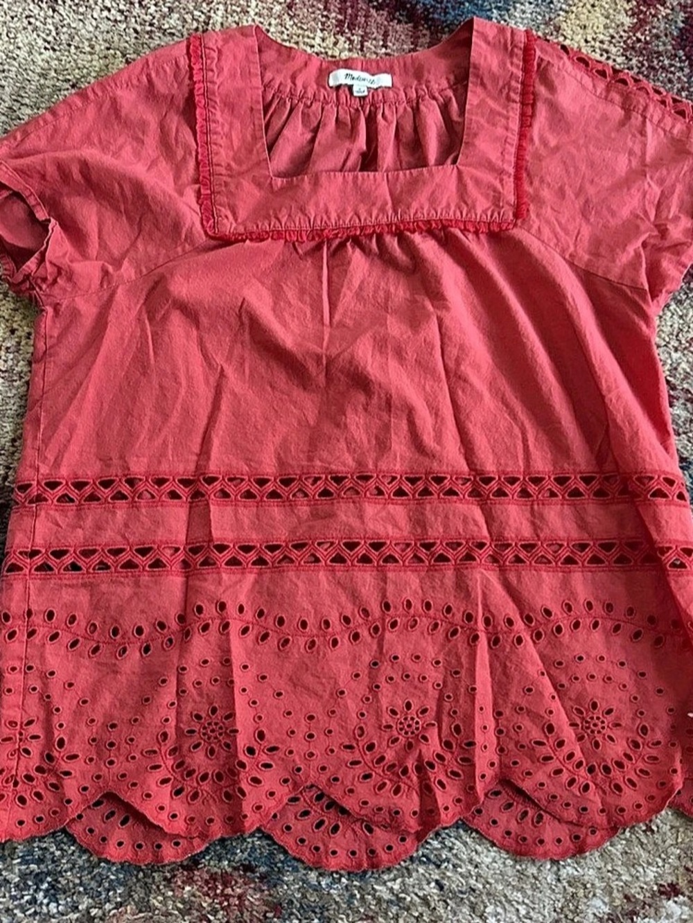 Madewell Eyelet red Blouse